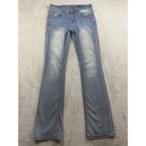 Grace in LA Womens Bootcut Distressed Light Wash‎ Jeans 27 Meas: 28x33
